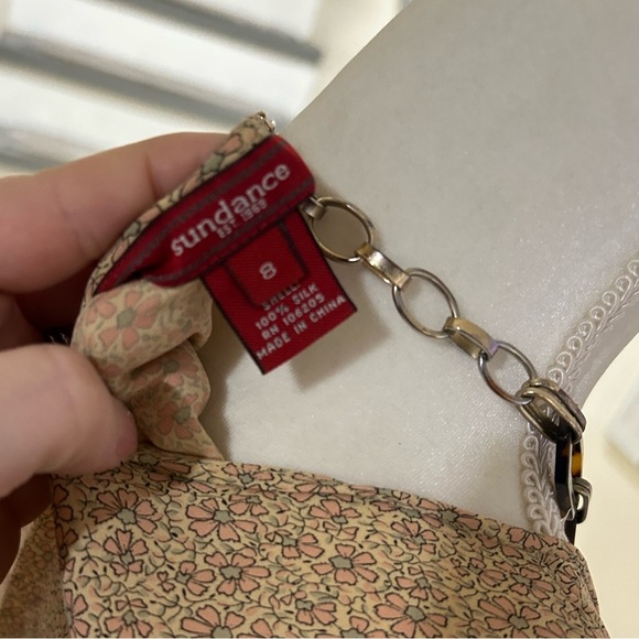 Sundance SILK Golden tan Women's floral midi Dress Size 8 - Picture 8 of 8